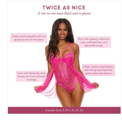 Twice As Nice Baby Doll Teddy 1X 1 Left!