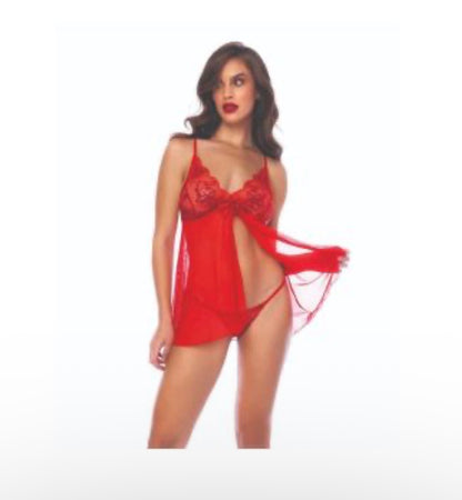 Sequin Embellished Babydoll w/G-String