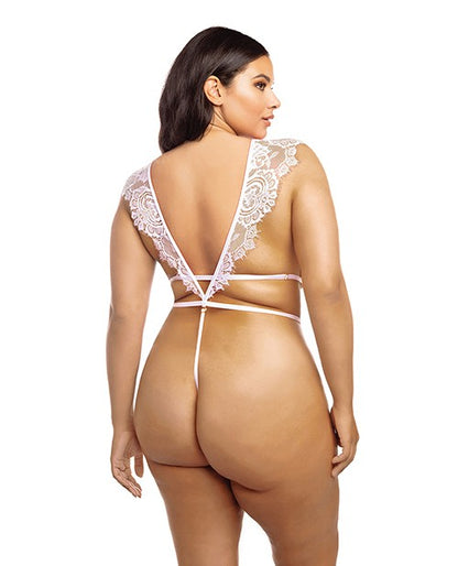 Imani Eyelash Lace Soft Cup High Leg Teddy Pink Tulle