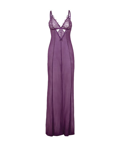Katana Mesh & Eyelash Lace Gown - Purple