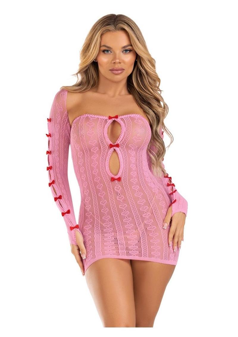 Leg Avenue Sweetheart Striped Tube Dress and Matching Shrug with Keyhole and Mini Bow Detail (2 Piece) - OS
