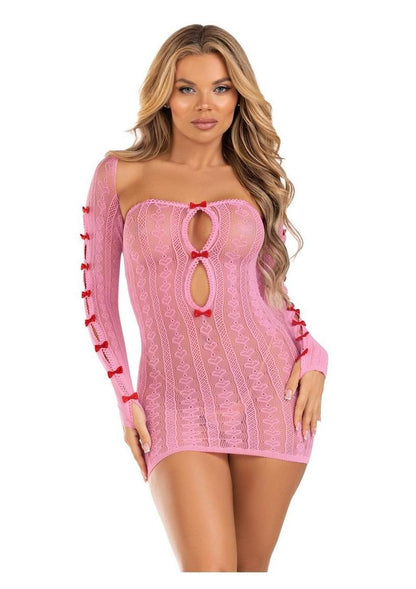 Leg Avenue Sweetheart Striped Tube Dress and Matching Shrug with Keyhole and Mini Bow Detail (2 Piece) - OS